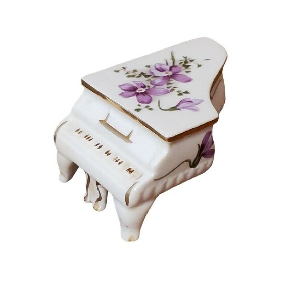 Hammersley Floral Violets Miniature Piano England Fine Bone China Doll House - Picture 1 of 11